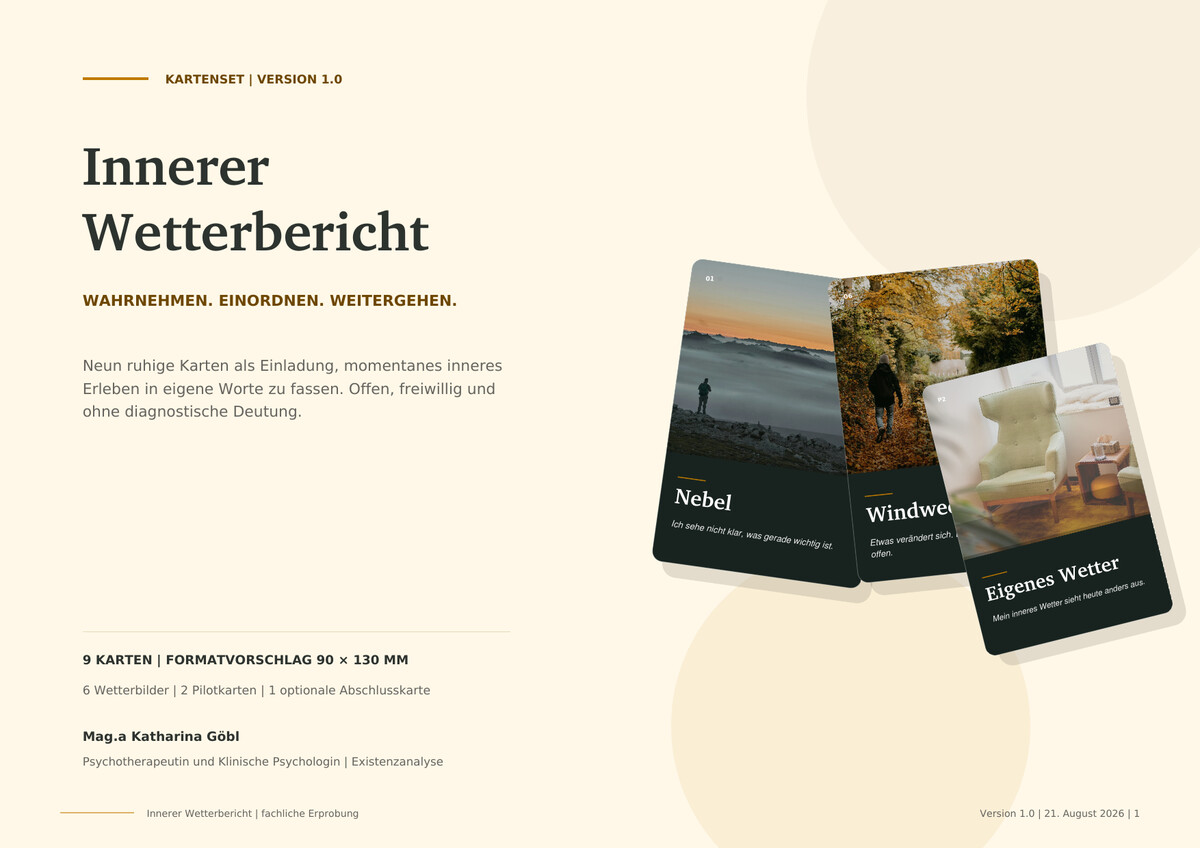 Titelseite des Kartensets Innerer Wetterbericht mit drei abgebildeten Wetterkarten
